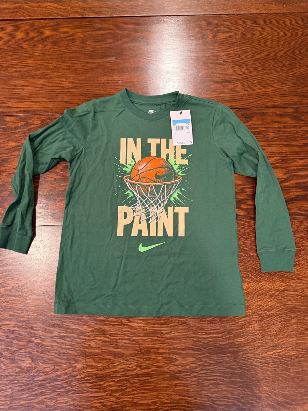 Nike Green Long-Sleeve 'In The Paint' Basketball Tee